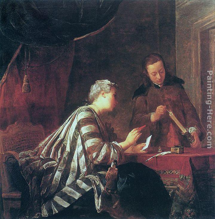 Jean Baptiste Simeon Chardin Lady Sealing a Letter